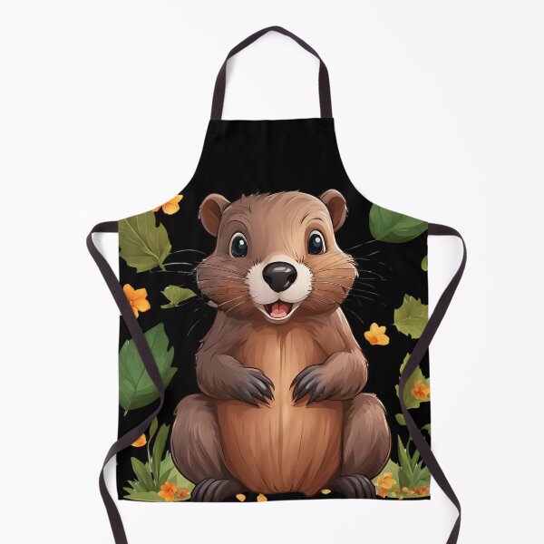 Item preview, A cheerful little Beaver with a floral motif designed and sold by Aquillashop.