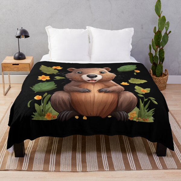 Item preview, A cheerful little Beaver with a floral motif designed and sold by Aquillashop.