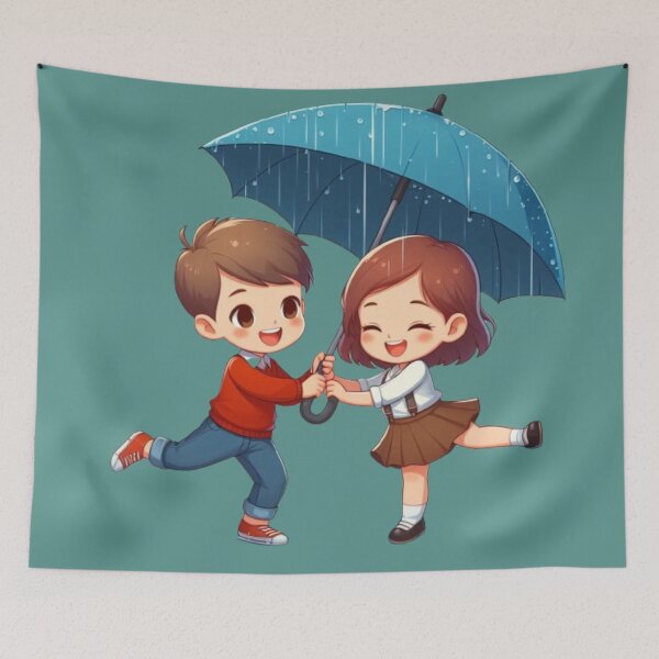 Item preview, Rainy Day of Joy: Children Sharing Umbrellas in a World of Colors designed and sold by karina360.