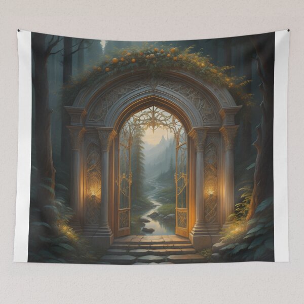 Item preview, Enchanted Forest Gateway Serene Stream & Majestic Mountains designed and sold by EnchantedVista.