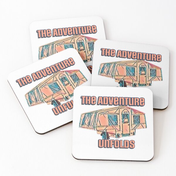 Item preview, The Adventure Unfolds - Red and Blue Trailer Tent designed and sold by BeccaAelishe.