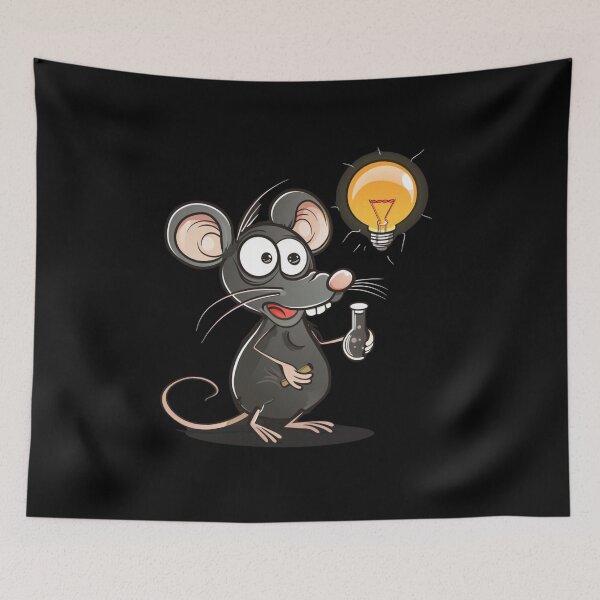 Item preview, Smart Mouse with Light Bulb Idea Whimsical Cartoon Design designed and sold by ArtFeverShop.