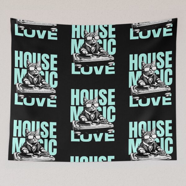 Item preview, HOUSE MUSIC  - Love Cat Decks (light blue)  designed and sold by Discothreadz.