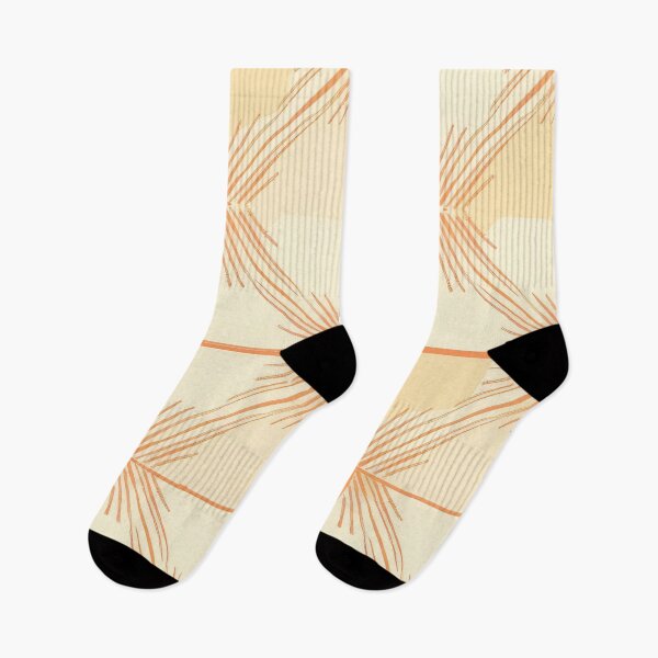 Item preview, Modern orange and cream abstract textile print designed and sold by PrettyPinkSkies.