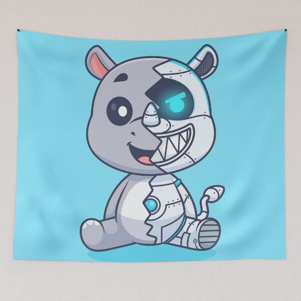 Item preview, Cute Rhino Robot Cyborg Cartoon Vector Icon - Adorable Animal and Technology Illustration designed and sold by hjian8219.
