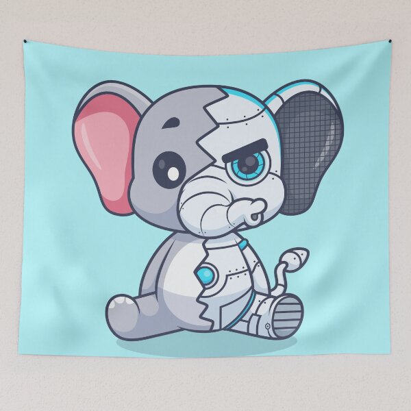 Item preview, Cute Elephant Robot Cyborg Cartoon Vector Icon - Adorable Animal and Technology Illustration designed and sold by hjian8219.