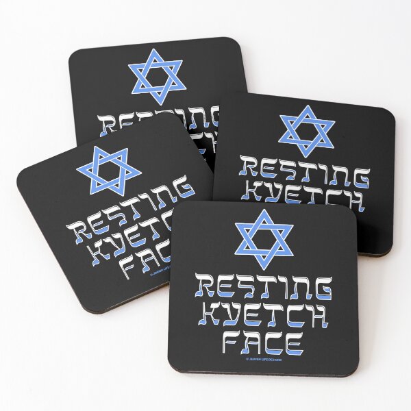 Item preview, SUJD0045 Jewish Designs Resting Kvetch Face means you have critical humor with blue Magen David Star of David designed and sold by JewishDesigns.