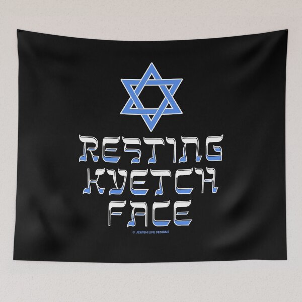 Item preview, SUJD0045 Jewish Designs Resting Kvetch Face means you have critical humor with blue Magen David Star of David designed and sold by JewishDesigns.