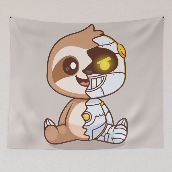 Item preview, Cute Sloth Robot Cyborg Cartoon Vector Icon - Adorable Animal and Technology Illustration designed and sold by hjian8219.