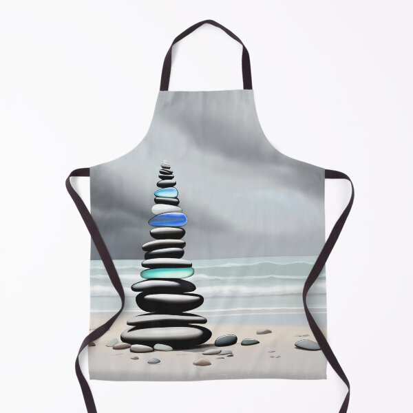 Item preview, Zen Cairn Tower Beach Pebbles and Sea Glass Pale Coastal Decor 1 of 4 designed and sold by Beachy.