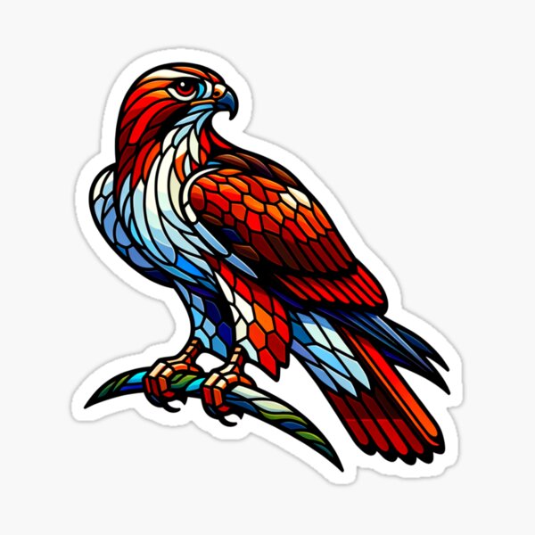 Stained glass Red tailed hawk Sticker
