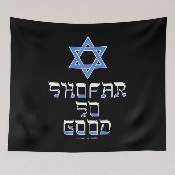 Item preview, SUJD0051 Jewish Designs Shofar So Good means you have a sense of humor with blue Magen David Star of David designed and sold by JewishDesigns.