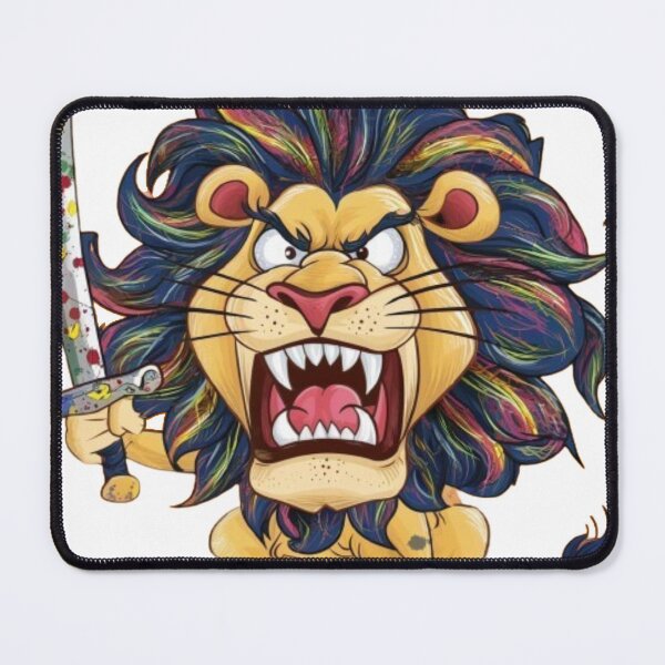 Item preview, "Fierce Colorful Lion with Sword" designed and sold by geartes.