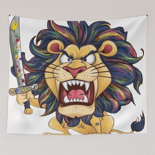 Item preview, "Fierce Colorful Lion with Sword" designed and sold by geartes.