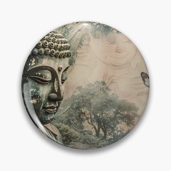 Item preview, Boeddha en bloesems in sepia designed and sold by DeMuurdecoratie.