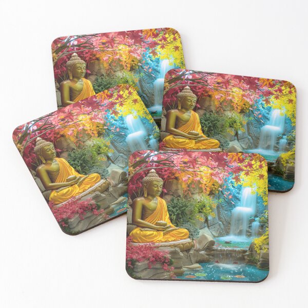 Item preview, Zen Boeddha met Herfstbladeren designed and sold by DeMuurdecoratie.