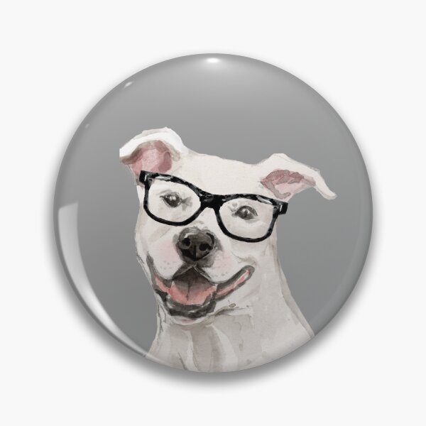 Item preview, White Amstaff Dog Wearing Glasses  designed and sold by beastieboutique.
