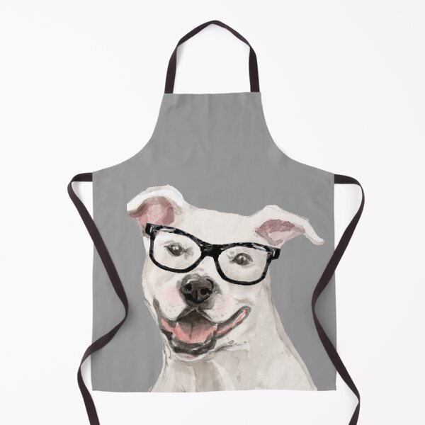 Item preview, White Amstaff Dog Wearing Glasses designed and sold by beastieboutique.