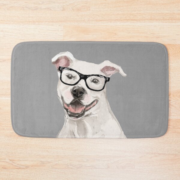 Item preview, White Amstaff Dog Wearing Glasses  designed and sold by beastieboutique.