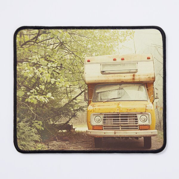 Item preview, Verweerde camper in het bos designed and sold by DeMuurdecoratie.