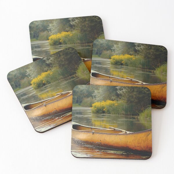 Item preview, Zomerse kano op stille rivier designed and sold by DeMuurdecoratie.