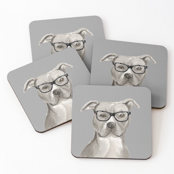 Item preview, Grey Amstaff Dog Wearing Glasses  designed and sold by beastieboutique.