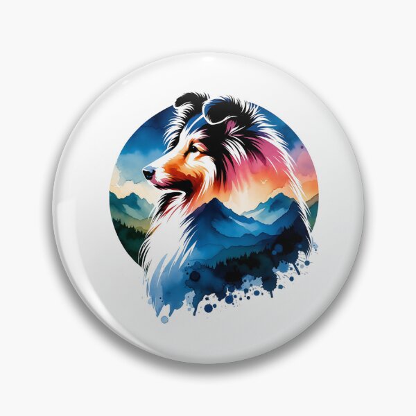 Item preview, Watercolor Shetland Sheepdog Mountain Silhouette designed and sold by TheAnimalZ00.