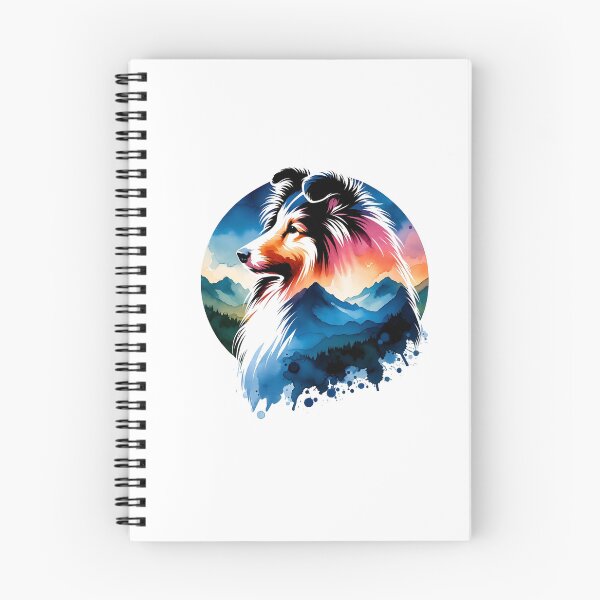 Item preview, Watercolor Shetland Sheepdog Mountain Silhouette designed and sold by TheAnimalZ00.