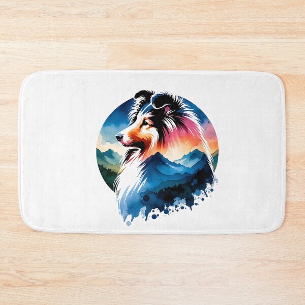 Item preview, Watercolor Shetland Sheepdog Mountain Silhouette designed and sold by TheAnimalZ00.