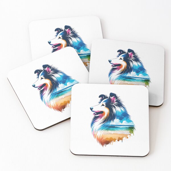 Item preview, Watercolor Shetland Sheepdog Beach Silhouette designed and sold by TheAnimalZ00.