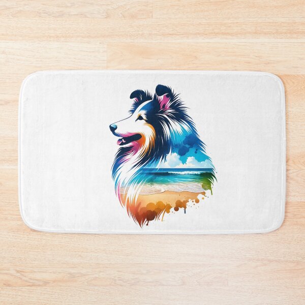 Item preview, Watercolor Shetland Sheepdog Beach Silhouette designed and sold by TheAnimalZ00.