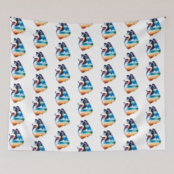 Item preview, Watercolor Shetland Sheepdog Beach Silhouette designed and sold by TheAnimalZ00.