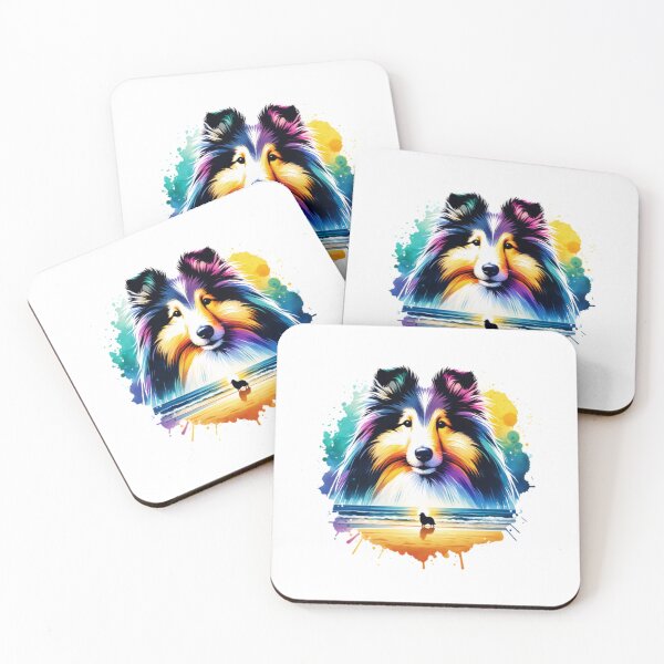 Item preview, Watercolor Shetland Sheepdog Beach Silhouette designed and sold by TheAnimalZ00.