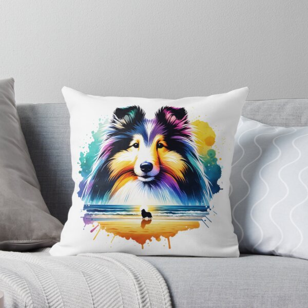 Item preview, Watercolor Shetland Sheepdog Beach Silhouette designed and sold by TheAnimalZ00.