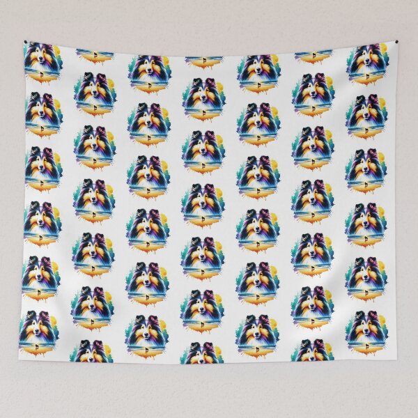 Item preview, Watercolor Shetland Sheepdog Beach Silhouette designed and sold by TheAnimalZ00.