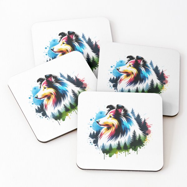 Item preview, Watercolor Shetland Sheepdog Forest Silhouette designed and sold by TheAnimalZ00.