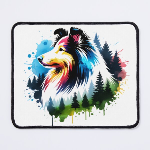 Item preview, Watercolor Shetland Sheepdog Forest Silhouette designed and sold by TheAnimalZ00.