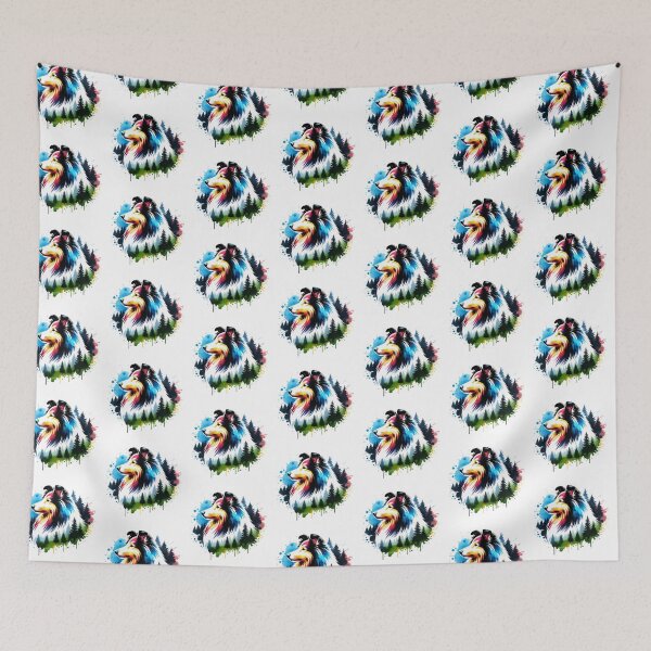 Item preview, Watercolor Shetland Sheepdog Forest Silhouette designed and sold by TheAnimalZ00.