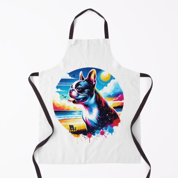 Item preview, Watercolor Boston Terrier Beach Background designed and sold by TheAnimalZ00.
