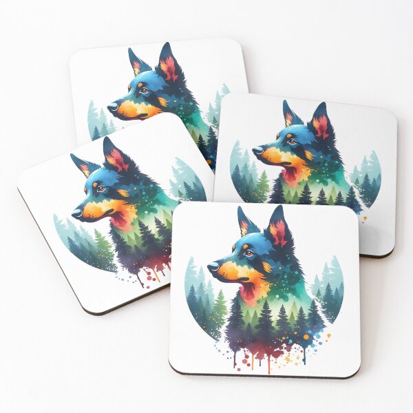 Item preview, Watercolor Australian Kelpie Forest Silhouette designed and sold by TheAnimalZ00.