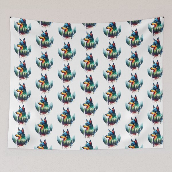 Item preview, Watercolor Australian Kelpie Forest Silhouette designed and sold by TheAnimalZ00.