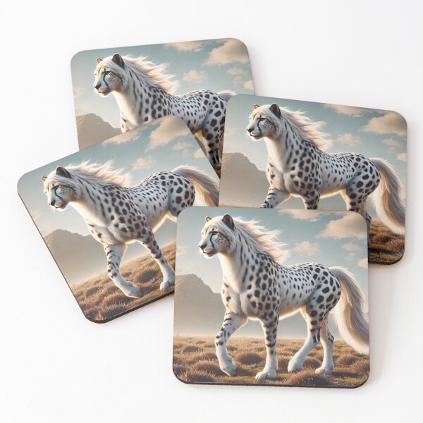 Item preview, Majestic Cheetah-White Stallion Hybrid in a Serene Landscape - Fantasy Digital Art designed and sold by FantasyHybrids.