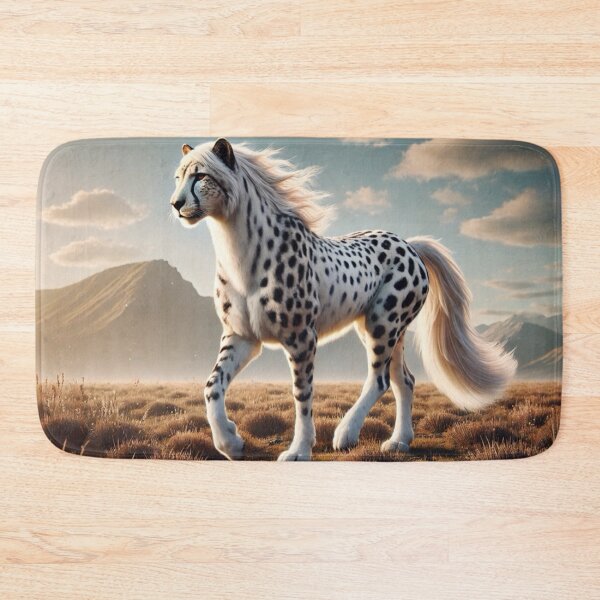 Item preview, Majestic Cheetah-White Stallion Hybrid in a Serene Landscape - Fantasy Digital Art designed and sold by FantasyHybrids.