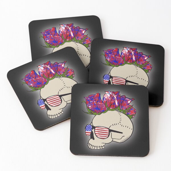 Item preview, American skull with rose mohawk  designed and sold by spookdoodle.co.