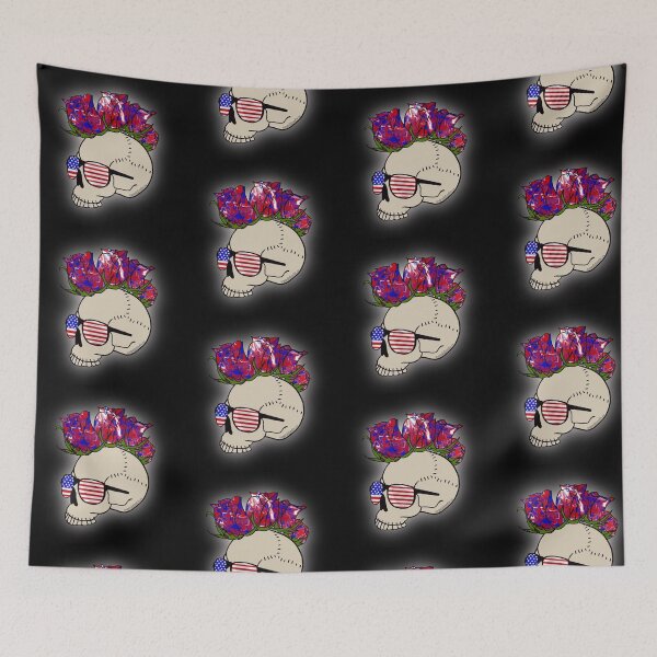 Item preview, American skull with rose mohawk  designed and sold by spookdoodle.co.
