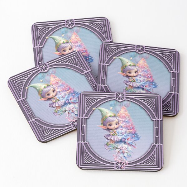 Item preview, Cute Christmas elf in delicate purple colors designed and sold by nicky2342.