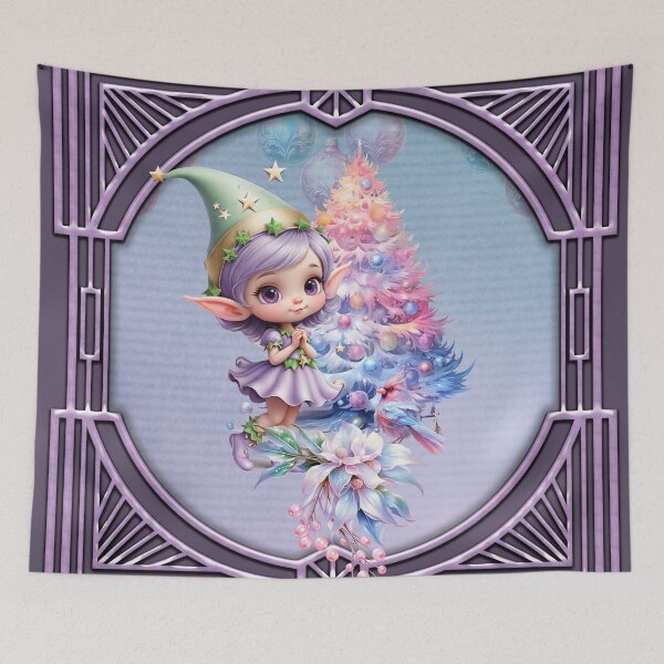 Item preview, Cute Christmas elf in delicate purple colors designed and sold by nicky2342.