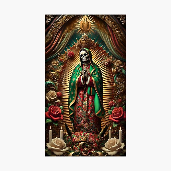 Artikel-Vorschau von Realistische Santa Muerte mit Jungfrau Maria - mexikanische Kulturen, designt und verkauft von CielitoLindoArt.