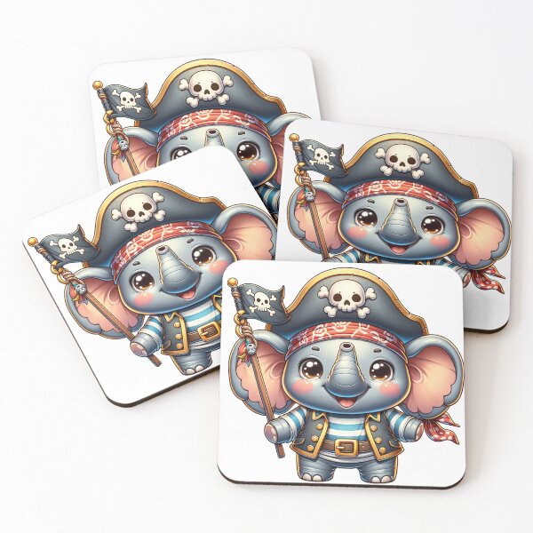Item preview, Cute Kawaii Pirate Elephant designed and sold by Redblackman.