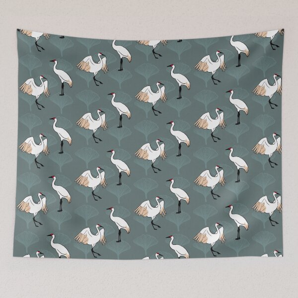 Item preview, Japanese Cranes & Gingko Leaves designed and sold by GrudaDesigns.
